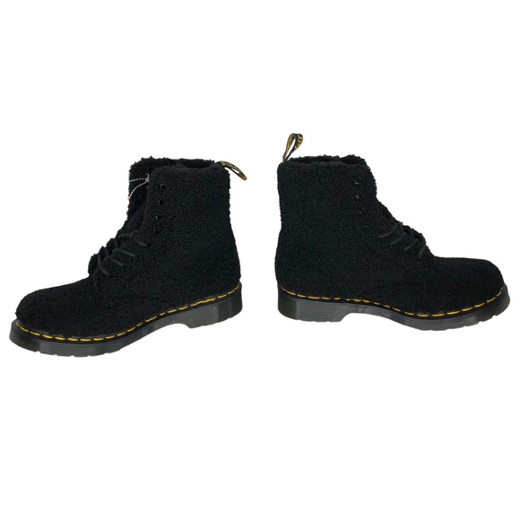 🆕 Dr. Martens 1460 Pascal Black Lux Borg Faux Shearling Combat Boots - Picture 8 of 11